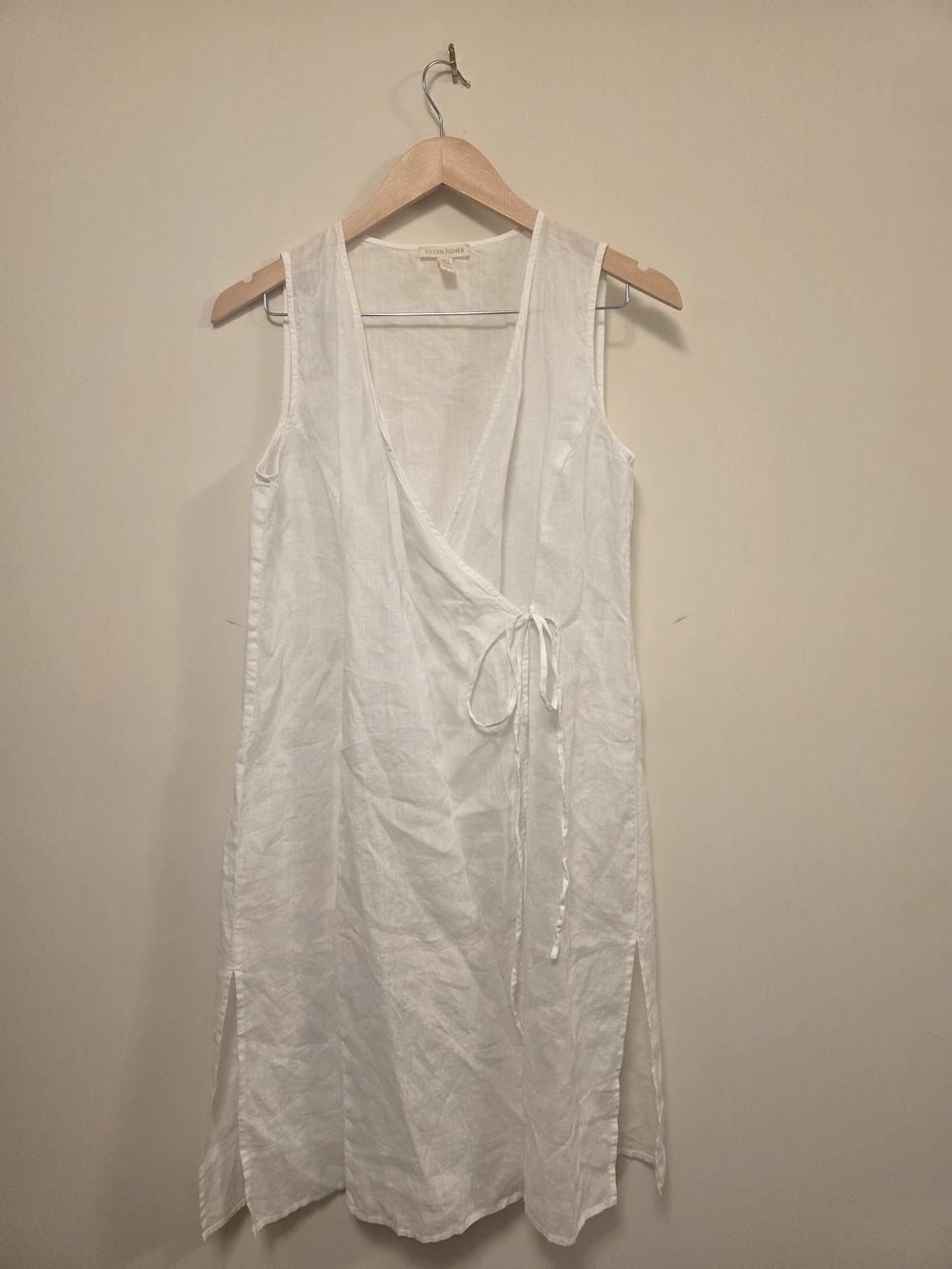 Eileen Fisher White Linen Wrap Swim Cover-Up